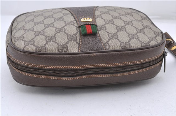 Authentic GUCCI Web Sherry Line Clutch Hand Bag Purse GG PVC Leather Brown 2343D