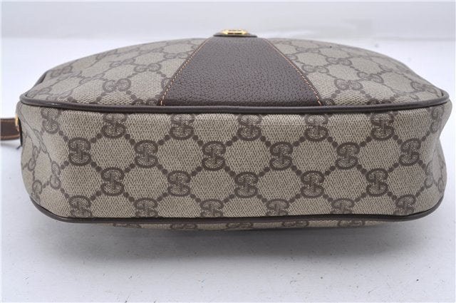 Authentic GUCCI Web Sherry Line Clutch Hand Bag Purse GG PVC Leather Brown 2343D