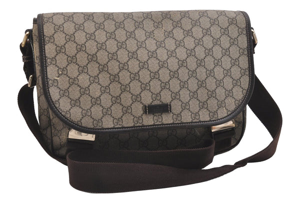 Authentic GUCCI Shoulder Cross Body Bag GG PVC Leather 201732 Brown 2343I