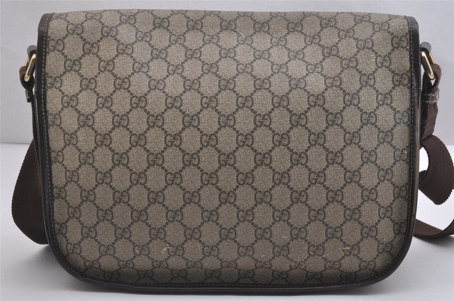 Authentic GUCCI Shoulder Cross Body Bag GG PVC Leather 201732 Brown 2343I