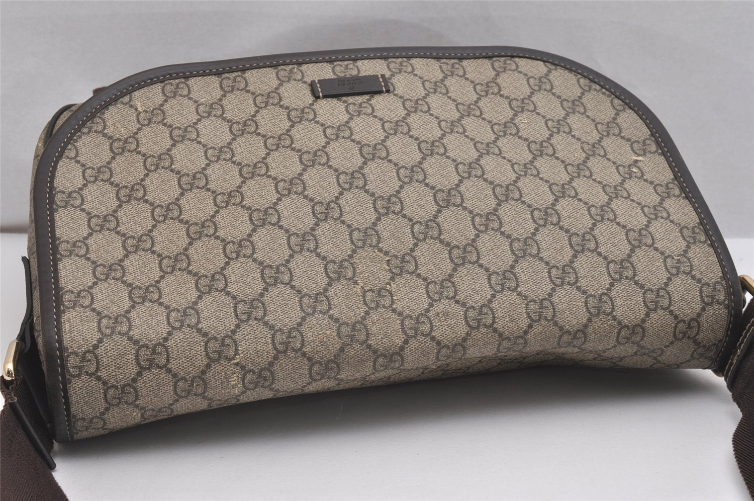 Authentic GUCCI Shoulder Cross Body Bag GG PVC Leather 201732 Brown 2343I