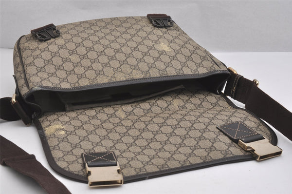 Authentic GUCCI Shoulder Cross Body Bag GG PVC Leather 201732 Brown 2343I