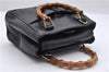 Authentic GUCCI Bamboo 2way Hand Shoulder Bag Leather Black Junk 2346D