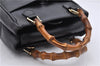 Authentic GUCCI Bamboo 2way Hand Shoulder Bag Leather Black Junk 2346D