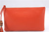 Authentic GUCCI Bamboo Tassel Clutch Hand Bag Purse Leather 449652 Orange 2348E
