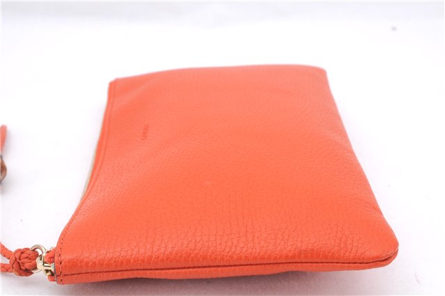 Authentic GUCCI Bamboo Tassel Clutch Hand Bag Purse Leather 449652 Orange 2348E