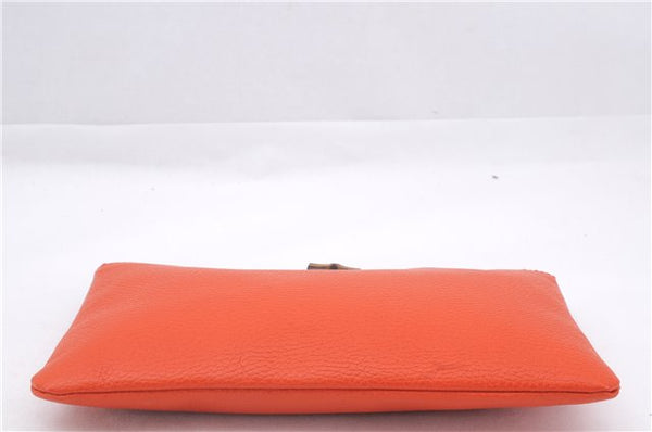 Authentic GUCCI Bamboo Tassel Clutch Hand Bag Purse Leather 449652 Orange 2348E