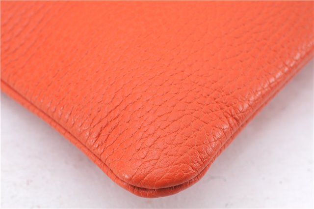 Authentic GUCCI Bamboo Tassel Clutch Hand Bag Purse Leather 449652 Orange 2348E