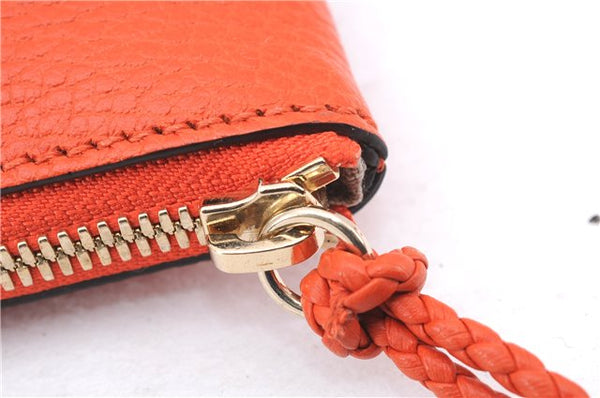 Authentic GUCCI Bamboo Tassel Clutch Hand Bag Purse Leather 449652 Orange 2348E