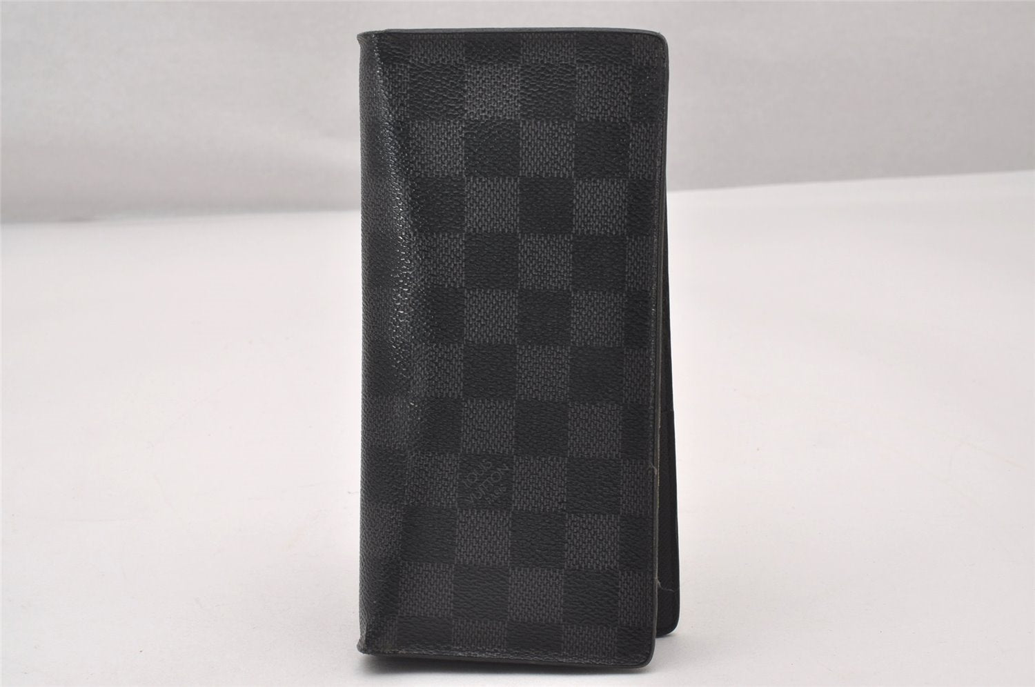 Authentic Louis Vuitton Damier Graphite Portefeuille Brazza N62665 Wallet 2348I