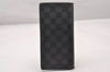 Authentic Louis Vuitton Damier Graphite Portefeuille Brazza N62665 Wallet 2348I