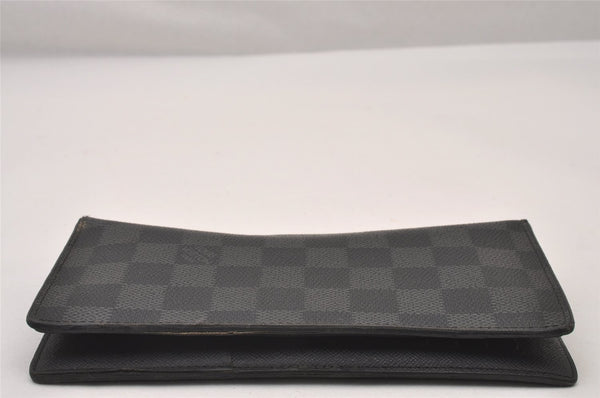 Authentic Louis Vuitton Damier Graphite Portefeuille Brazza N62665 Wallet 2348I