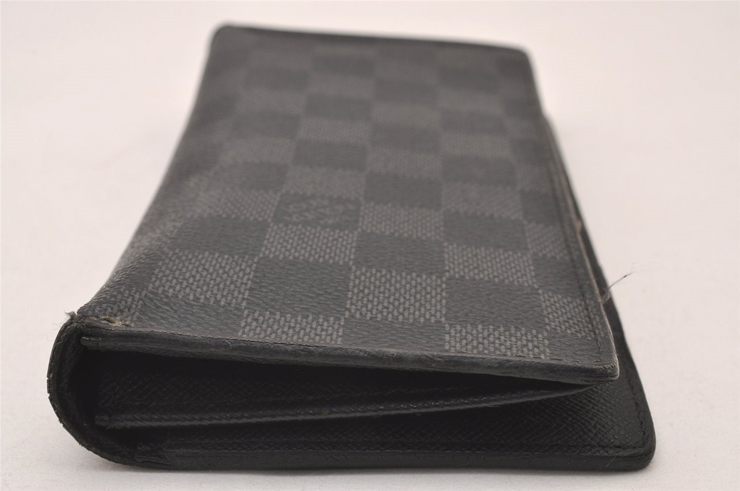 Authentic Louis Vuitton Damier Graphite Portefeuille Brazza N62665 Wallet 2348I