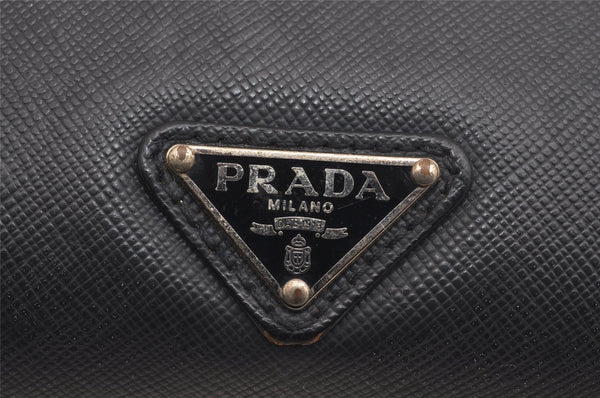 Authentic PRADA Saffiano Leather Nappa Vintage Clutch Hand Bag Purse Black 2350I