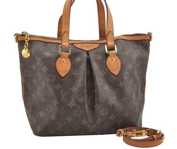 Authentic Louis Vuitton Monogram Palermo PM Shoulder Tote Bag M40145 LV 2352I