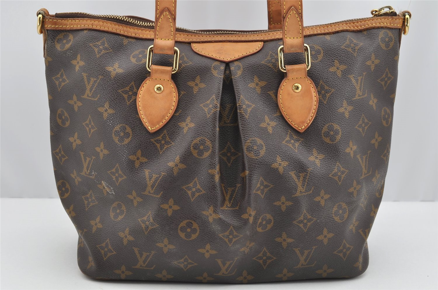 Authentic Louis Vuitton Monogram Palermo PM Shoulder Tote Bag M40145 LV 2352I