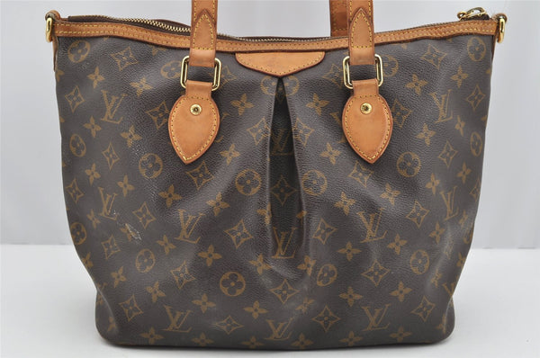 Authentic Louis Vuitton Monogram Palermo PM Shoulder Tote Bag M40145 LV 2352I