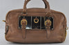 Authentic PRADA Glace Zippers Leather Nappa Hand Boston Bag BL0462 Brown 2353I