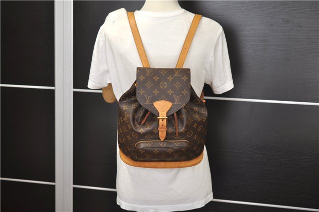 Authentic Louis Vuitton Monogram Montsouris MM Backpack M51136 LV 2354F