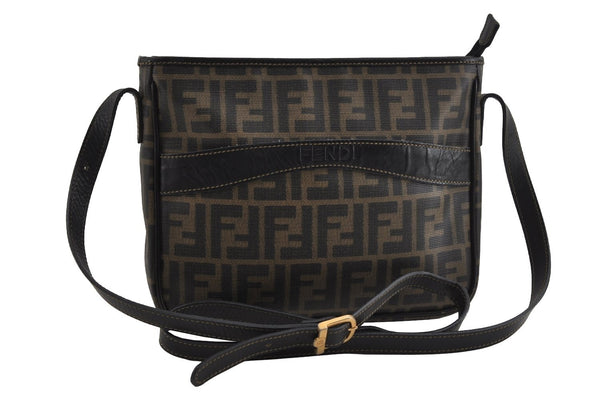 Authentic FENDI Zucca Shoulder Cross Body Bag Purse PVC Leather Brown 2359I