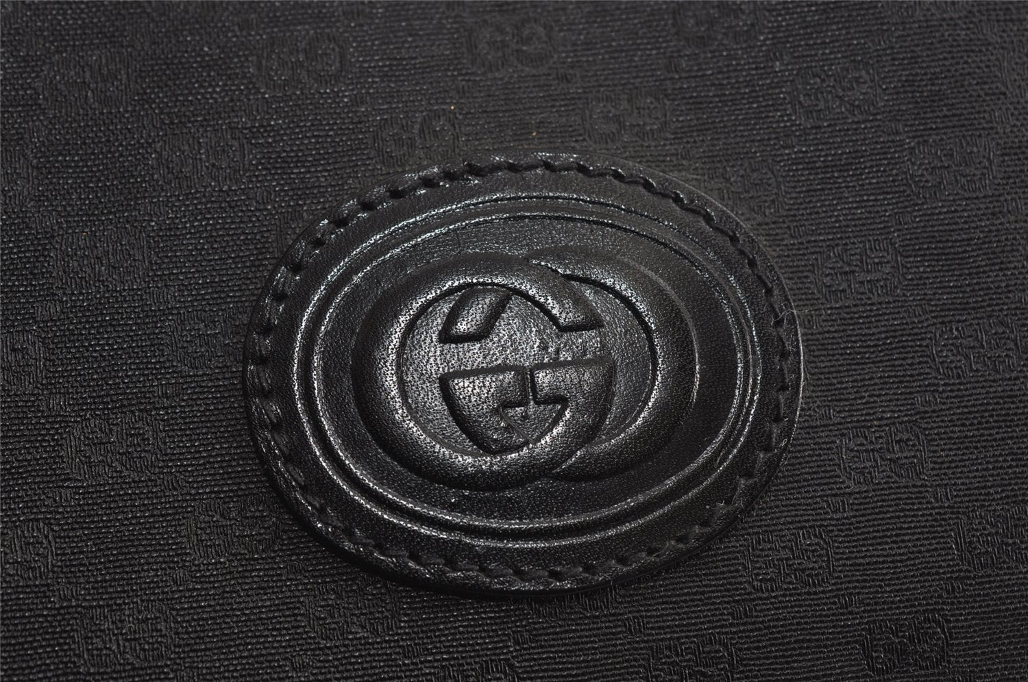 Authentic GUCCI Vintage Micro GG PVC Leather Shoulder Tote Bag Black 2360I