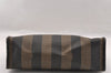 Authentic FENDI Pequin Clutch Hand Bag Purse PVC Leather Brown Black Junk 2362I