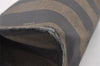 Authentic FENDI Pequin Clutch Hand Bag Purse PVC Leather Brown Black Junk 2362I
