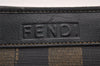 Authentic FENDI Pequin Clutch Hand Bag Purse PVC Leather Brown Black Junk 2362I