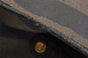 Authentic FENDI Pequin Clutch Hand Bag Purse PVC Leather Brown Black Junk 2362I