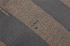 Authentic FENDI Pequin Clutch Hand Bag Purse PVC Leather Brown Black Junk 2362I