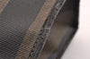 Authentic FENDI Pequin Clutch Hand Bag Purse PVC Leather Brown Black Junk 2362I