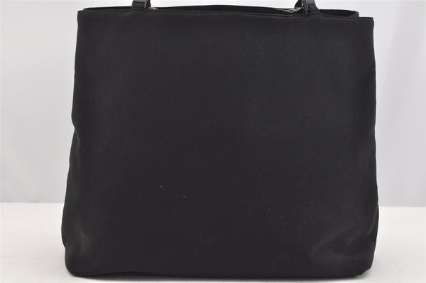 Authentic Salvatore Ferragamo Vara Chain Shoulder Bag Canvas Leather Black 2364I