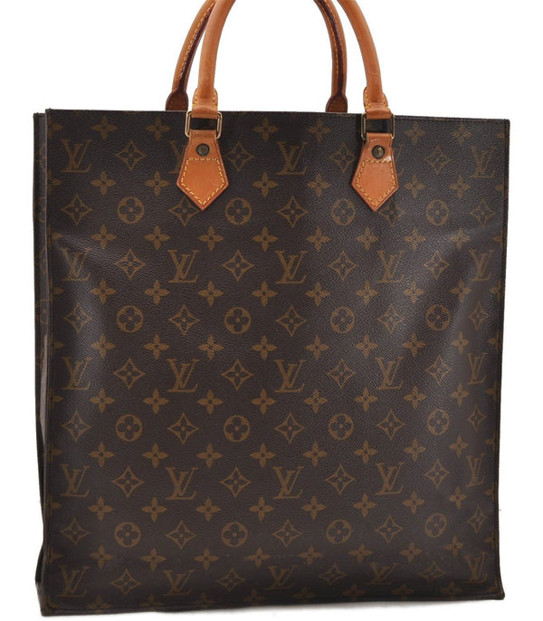 Authentic Louis Vuitton Monogram Sac Plat Hand Bag M51140 LV 2365D