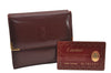 Authentic Cartier Must de Cartier Trifold Wallet Purse Leather Bordeaux 2366I