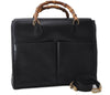 Authentic GUCCI Bamboo 2Way Shoulder Tote Bag Leather Black 2367D