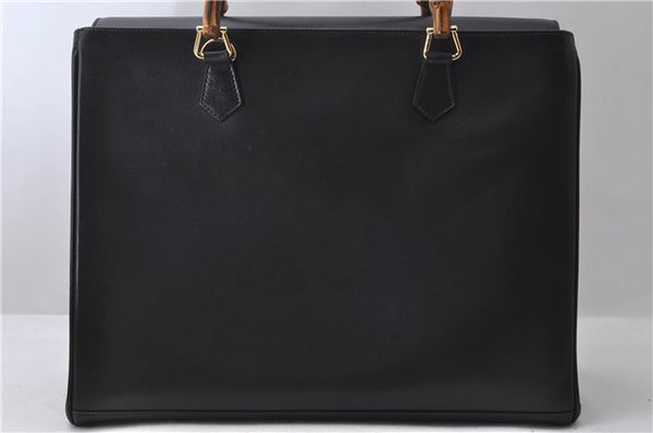 Authentic GUCCI Bamboo 2Way Shoulder Tote Bag Leather Black 2367D