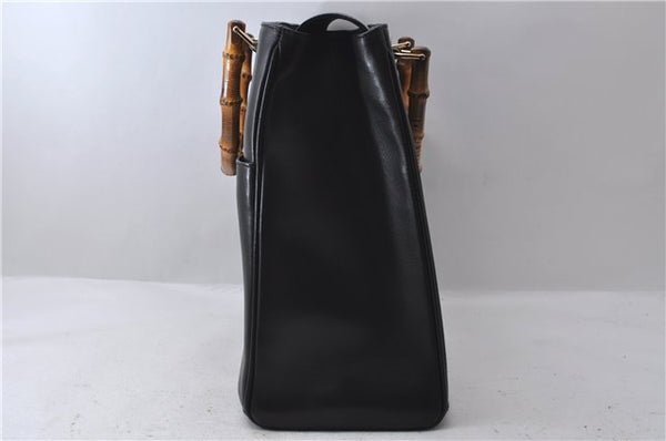 Authentic GUCCI Bamboo 2Way Shoulder Tote Bag Leather Black 2367D
