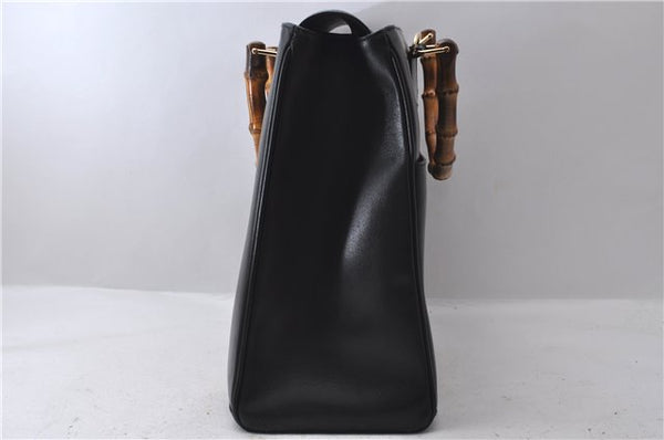 Authentic GUCCI Bamboo 2Way Shoulder Tote Bag Leather Black 2367D