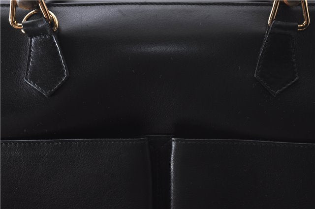 Authentic GUCCI Bamboo 2Way Shoulder Tote Bag Leather Black 2367D