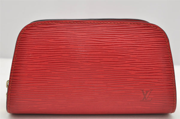 Authentic Louis Vuitton Epi Dauphine Cosmetic Pouch Red M48447 LV 2368I