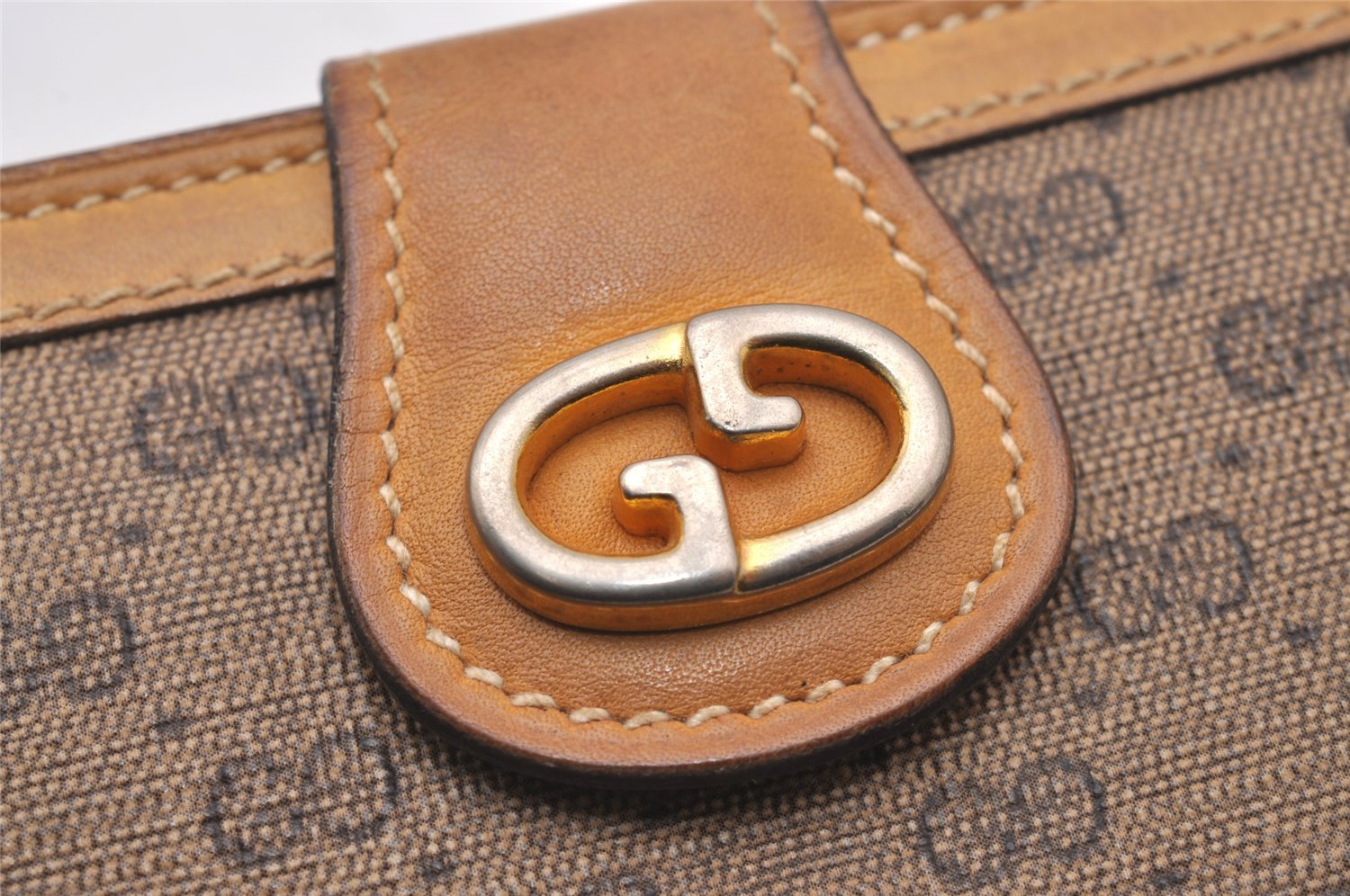 Authentic GUCCI Vintage Micro GG PVC Leather Long Wallet Purse Brown 2369I