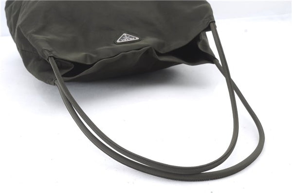 Authentic PRADA Nylon Shoulder Tote Bag Khaki Green 2371D
