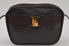 Authentic Salvatore Ferragamo Vara Shoulder Cross Body Bag Leather Brown 2372I