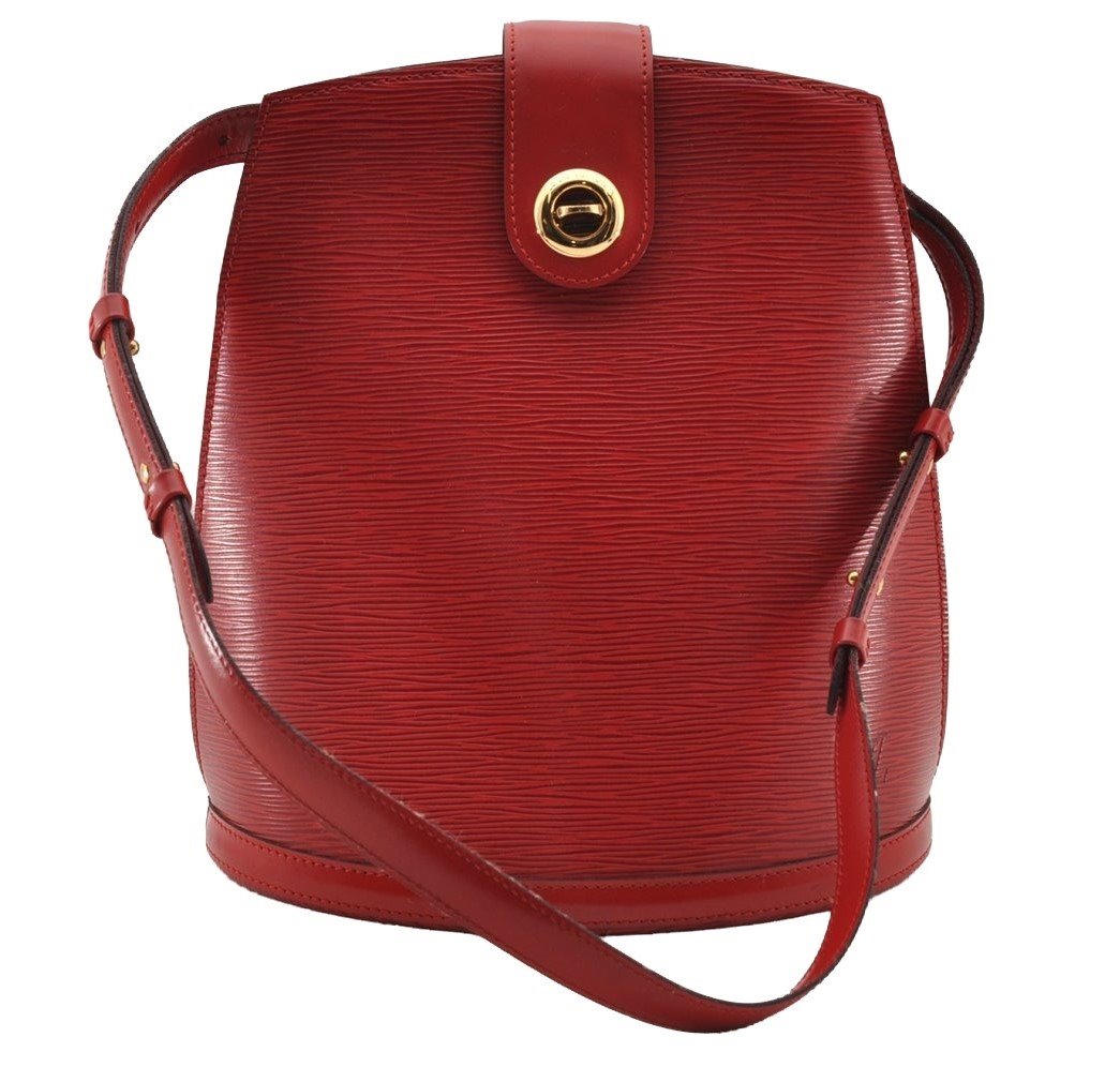 Authentic Louis Vuitton Epi Cluny Shoulder Bag Purse Red M52257 LV 2374I