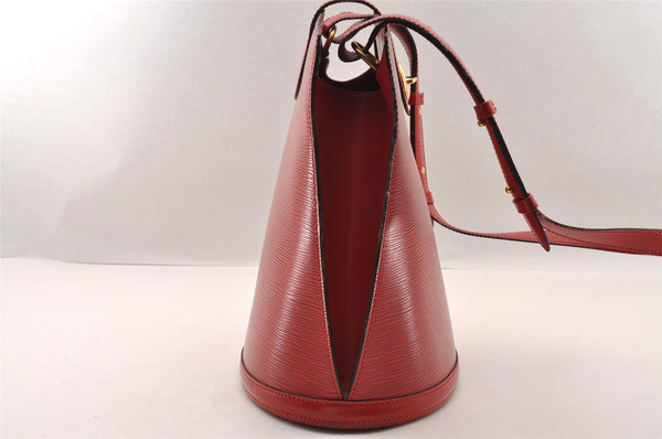Authentic Louis Vuitton Epi Cluny Shoulder Bag Purse Red M52257 LV 2374I