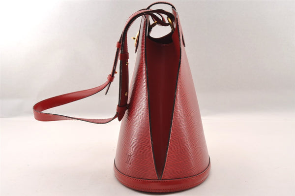 Authentic Louis Vuitton Epi Cluny Shoulder Bag Purse Red M52257 LV 2374I