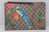 Authentic GUCCI Tian Clutch Hand Bag Purse GG PVC Leather 424900 Brown Red 2379F