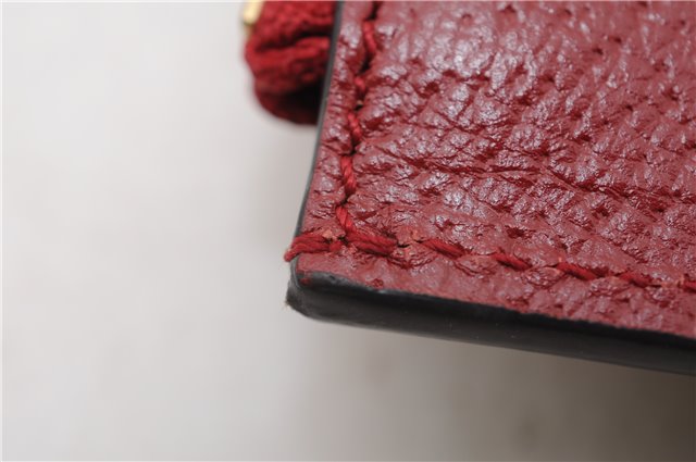 Authentic GUCCI Tian Clutch Hand Bag Purse GG PVC Leather 424900 Brown Red 2379F