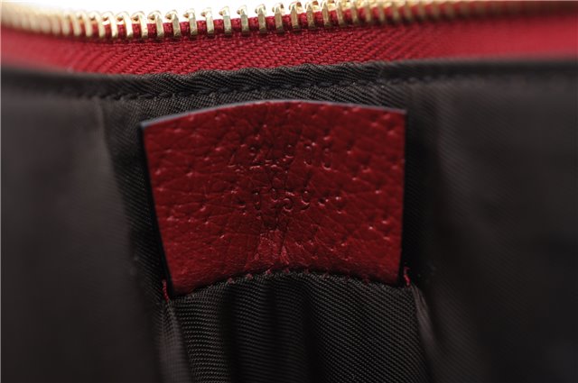 Authentic GUCCI Tian Clutch Hand Bag Purse GG PVC Leather 424900 Brown Red 2379F