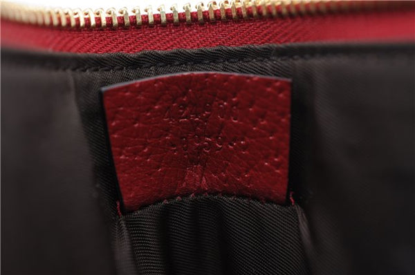Authentic GUCCI Tian Clutch Hand Bag Purse GG PVC Leather 424900 Brown Red 2379F